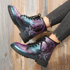 Sun & Moon Print Ankle Combat Boots: Embrace Gothic Style with Non-Slip Soles for Outdoor Adventures