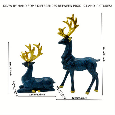 Auspicious Deer Ornaments: Resin Crafts Elk Set for Festive Home Decoration and Gifting