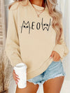 Adorable Feline Fashion: Cute Cat Print Sweatshirt for Women's Casual Chic