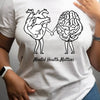 Boost your mental wellness with our empowering graphic letter print t-shirt for women's casual style. Made with quality fabric for lasting comfort and featuring a stylish design, this t-shirt reminds you to prioritize your mental health. Perfect for casual wear and spreading a positive message.