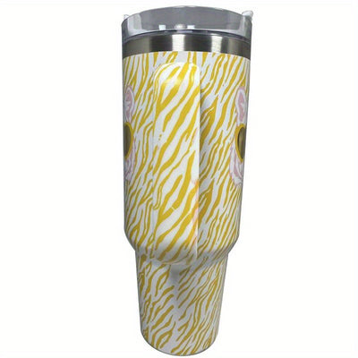 40oz Tiger Tumbler: Stylish Stainless Steel Thermal Water Bottle with Lid and Straw for On-the-Go Hydration