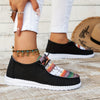 Geometric Design Canvas Shoes for Women - Low Top Lace Up Flat Sneakers for Casual Wear