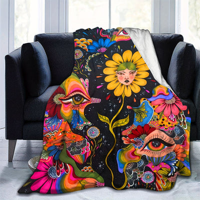 Abstract Art Flannel Blanket: Soft and Cozy Gift for Children and Adults, Perfect for Home, Camping, and Travel