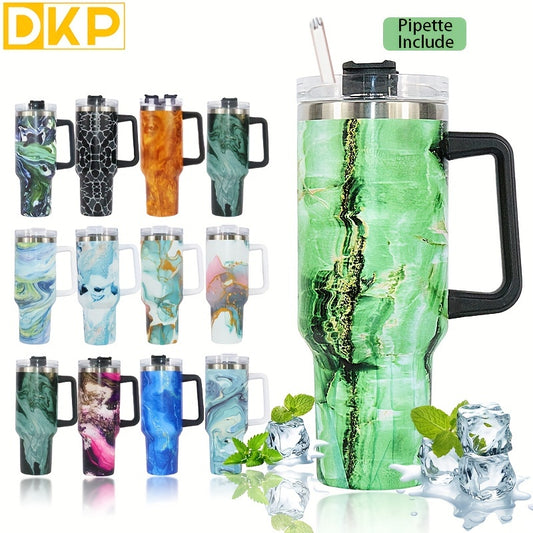 Ideal for outdoor sports, travel, and camping, this stylish 40oz tumbler is made from stainless steel and features a beautiful marble pattern. With a straw lid and large capacity, this water bottle is perfect for keeping your drinks cool and satisfying any hydration needs. Great for men and women on any special occasion.