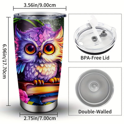 20oz Adorable Owl Tumbler: A Perfect Personalized Gift for Women, Girls, and Animal Lovers