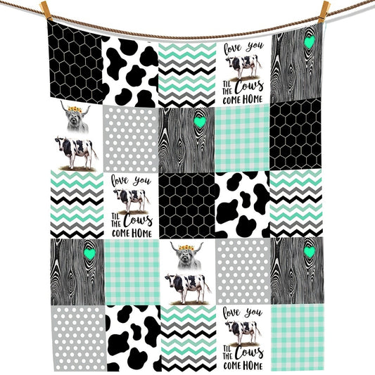 This Funny Cow Blanket features a whimsical cartoon cow in bright green and white plaid. Perfect for cow lovers and cozy nights, this blanket is made of soft, comfortable fabric that will keep you warm and toasty.
