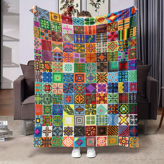 Experience luxurious all-season comfort with this Boho Ethnic Flannel Blanket. Crafted from cozy material with a Vintage Mexican Talavera Tile Design, it is perfect for travel, sofa, bed, and office use. An ideal birthday and holiday gift for boys, girls and adults alike.