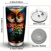 20oz Owl Patterned Vacuum Travel Tumbler: Stylish Stainless Steel Coffee Mug for Hot and Cold Beverages