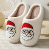 Cozy Cartoon Santa Claus Print Slippers: Cute and Warm Home Shoes for Christmas