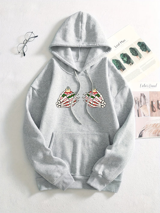 Stay cozy and stylish this holiday season with our Festive and Funny Christmas Graphic Print Hoodie. Featuring a cute drawstring kangaroo pocket, this sweatshirt is perfect for women's clothing. Show off your holiday spirit with our festive and funny graphic print. Get yours today!
