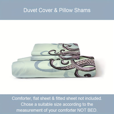 Octopus Print Bedding Set: Complete Your Bedroom Decor with this 3-Piece Duvet Cover Set (1*Duvet Cover + 2*Pillowcases, Without Core)