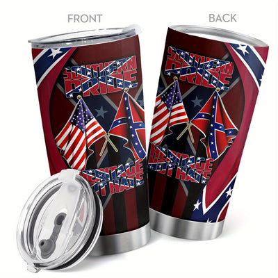 Show off Your Patriotism with the 20 oz Insulated American Flag Travel Mug - Perfect for Hot and Cold Beverages!