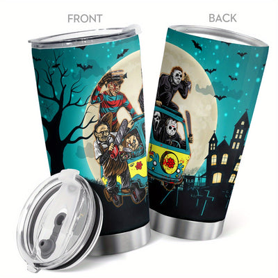 20oz Halloween Zombie & Bat & Horror Tumbler Cup With Lid - Double Wall Vacuum Insulated Travel Coffee Mug
