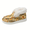 Cozy and Stylish: Sunflower Leopard Print Plush Lined Furry Boat Shoes - Your Perfect Fall and Winter Warmth Companion!