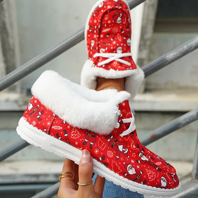 Cozy and Festive: Women's Santa Claus Canvas Shoes - The Perfect Lightweight Christmas Footwear