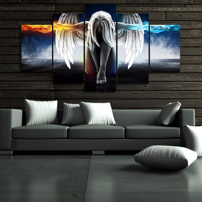 Captivating Fire Water Angel: Unframed HD Canvas Paintings for Enchanting Home Decor