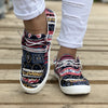 Women's Tribal Geometric Print Canvas Shoes - Low Top Lace Up Round Toe Casual Walking Shoes