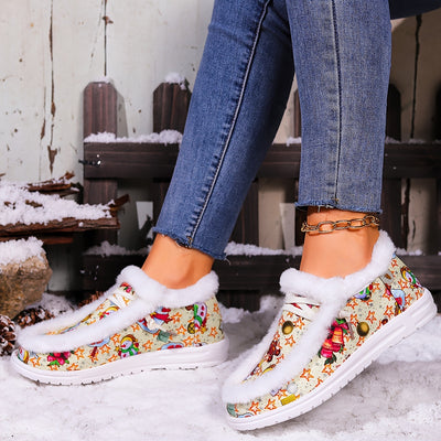 Winter Wonderland Style Snow Boots: Festive Snowman Patterns with Christmas Ball Bell Embellishments for Ladies