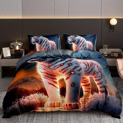 White Tiger Print Duvet Cover Set: Soft and Stylish Bedding for a Luxurious Bedroom Experience