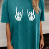 Hand Bone Print Crew Neck T-shirt, Casual Loose Short Sleeve Fashion Summer T-Shirts Tops, Women's Clothing