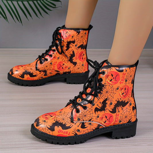 Witchy Chic Boots feature a classic combat boot silhouette with an eye-catching cobweb and bat print for a spooky twist. These Halloween must-haves are lightweight and comfortable, and the durable outsole offers great traction and shock absorption. Get ready to rock the perfect look this season.