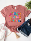 Colorful Cartoon Print T-Shirt: Embrace the Playful Vibes of Summer and Spring with this Casual Women's Top