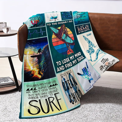 The Perfect Surfing Lovers Flannel Blanket for Ultimate Comfort and Style: Your Year-round Nap and Home Décor Essential - Ideal Birthday and Holiday Gift for Family and Friends - Easy to Clean and Maintain!