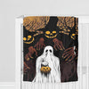 Spooky Specter's Snuggle: Halloween Horror Ghost Print Blanket - Soft and Cozy Flannel Throw Blanket for Couch, Sofa, Office, Bed, Camping, and Travel - Versatile Multi-Purpose Blanket, Ideal Gift for All Seasons