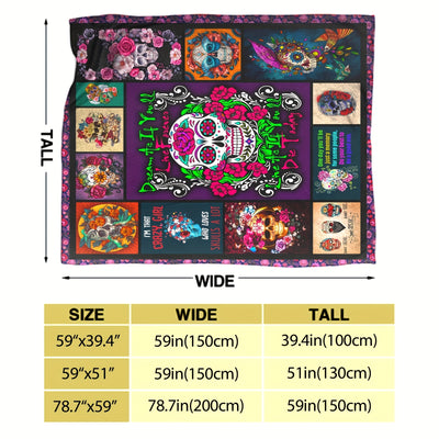 Colorful Skull Floral Print Flannel Blanket: Cozy and Stylish Throw Blanket for Every Occasion
