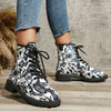 Graffiti Chic: Women's Lace-Up Ankle Boots - A Versatile Trendsetter in Non-Slip Style!