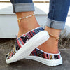 Comfortable Women's Geometric Style Print Canvas Slip-On Shoes, Lightweight and Comfortable and Versatile Walking Shoes