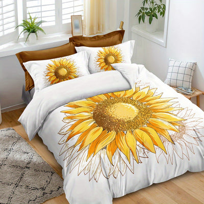 Vibrant Sunflower Dreams: Duvet Cover Set for a Soft and Stylish Bedroom! (1*Duvet Cover + 2*Pillowcases, Without Core)