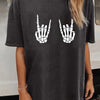 Hand Bone Print Crew Neck T-shirt, Casual Loose Short Sleeve Fashion Summer T-Shirts Tops, Women's Clothing