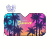 Hawaiian Sunset Sunshine Car Windshield Sunshade: Beach Coconut Tree Design, Folding Front Window Shade for Most Vehicles - High-Quality & Affordable