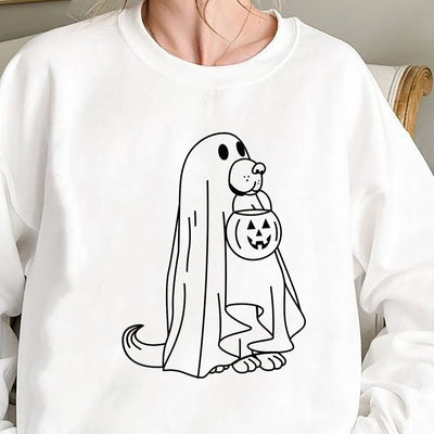 Pumpkin-themed Women's Casual Sporty Sweatshirt with Long Sleeve Round Neck - Perfect for Halloween!