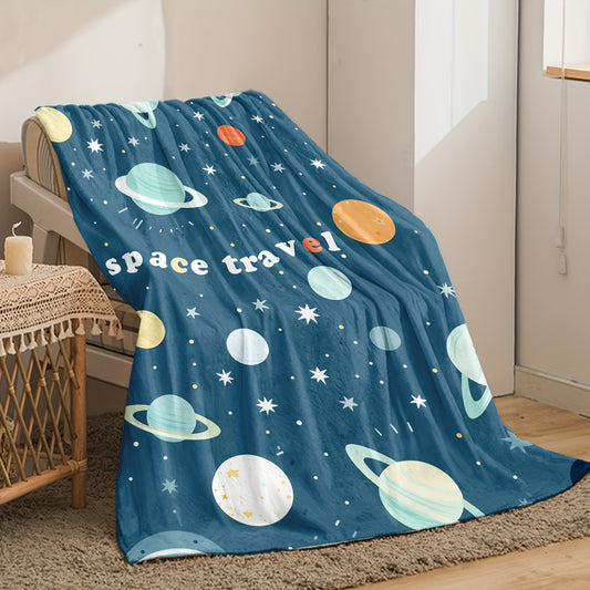 Cartoon Planet Safari: Soft & Cozy Flannel Blanket for Kids and Adults – Perfect for Travel, Sofa, Bed, and Office Décor - All-Season Gift for Birthdays and Holidays