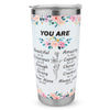 This 20oz Cute Letter Pattern Travel Tumbler is perfect for special occasions like Christmas, Birthdays, and Spiritual Gifts. Made of high-grade stainless steel, this travel tumbler is highly durable and features a stylish letter pattern for a modern look. A great choice for keeping drinks hot or cold up to six hours.