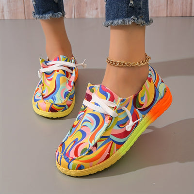Lightweight Colors Design Printed Women's Canvas Shoes - Stylish and Comfortable Outdoor Walking Shoes