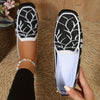 Floral Elegance: Women's Breathable Knit Square Toe Flat Shoes with Lightweight Slip-On Design