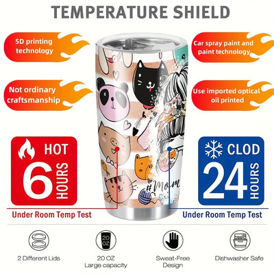 Refresh and Hydrate in Style: 20oz Cartoon Pattern Stainless Steel Water Bottle - Vacuum Insulated for Outdoor Activities, Sports, Fitness, and Travel