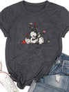 Frosty Chic: Snowman Print Tee - A Trendy Casual Short-Sleeve Crew Neck T-Shirt for Women's Wardrobe