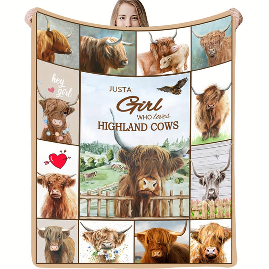 Wrap up in style with this Cozy Scottish Highland Cow Flower Printed Flannel Blanket. Perfect for the couch, bed, sofa, camping, and traveling, its lightweight fabric provides just the right amount of warmth. The colorful, detailed print will add a touch of elegance to any living space.