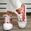 Festive Footwear: Women's Christmas Print Canvas Shoes – Casual Lace-up Outdoor Shoes Lightweight Low-top Sneakers