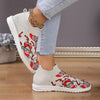 aStylish Women's Santa Claus Pattern Sneakers: Breathable Knit Outdoor Shoes for a Comfortable and Festive Christmas