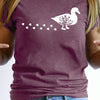 Quack in Style: Duck Print Crew Neck T-Shirt - Casual Summer Top for Women