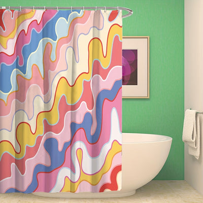 Bohemian Dazzle: Enhance Your Bathroom with this Multi-Purpose Shower Curtain featuring an Oil Painting Window Design