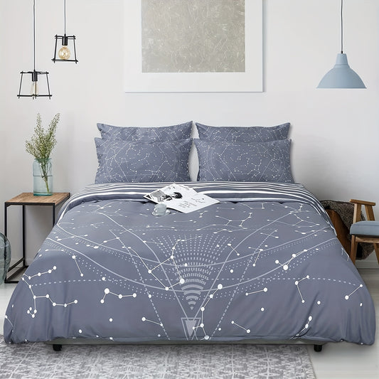 This modern geometric pattern duvet cover set is a stylish and comfortable choice for your bedroom or guest room. It includes a duvet cover and half a pillowcase, but the core is not included. The duvet cover set is made from 100% polyester for an inviting and cozy feel.
