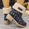 Winter Wonderland: Women's Christmas Style Snow Boots - Cozy Plush Lined Slip-On Short Boots for Thermal Outdoor Comfort