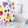 This 4-piece Whimsical Watercolor Polka Dot Bathroom Set is perfect for adding style and whimsy to your bathroom. The waterproof shower curtain, rug, and toilet lid cover provide 100% protection from water and are easy to clean and maintain. Create an unforgettable atmosphere with this stylish and functional bathroom set.