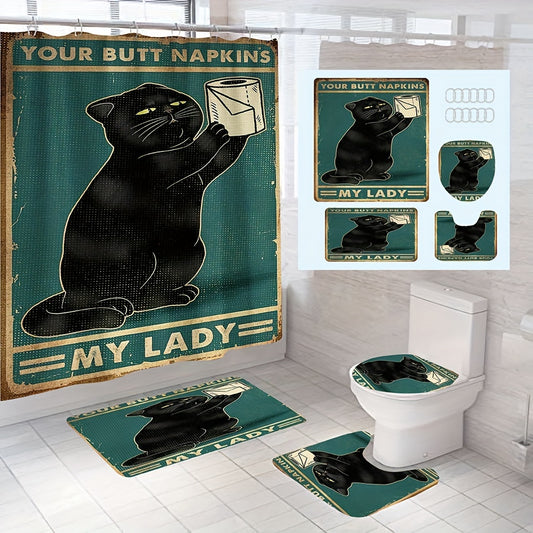 Transform your bathroom with this stylish Black Cat Pattern Shower Curtain Set. Crafted with special attention to detail, this set will bring charm and comfort to your space. Made of durable, water-and-mildew resistant fabric, it ensures a hassle-free experience for years of use.